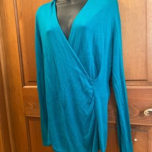 NWOT!  Turquoise V-Neck Sweater.  Size Large